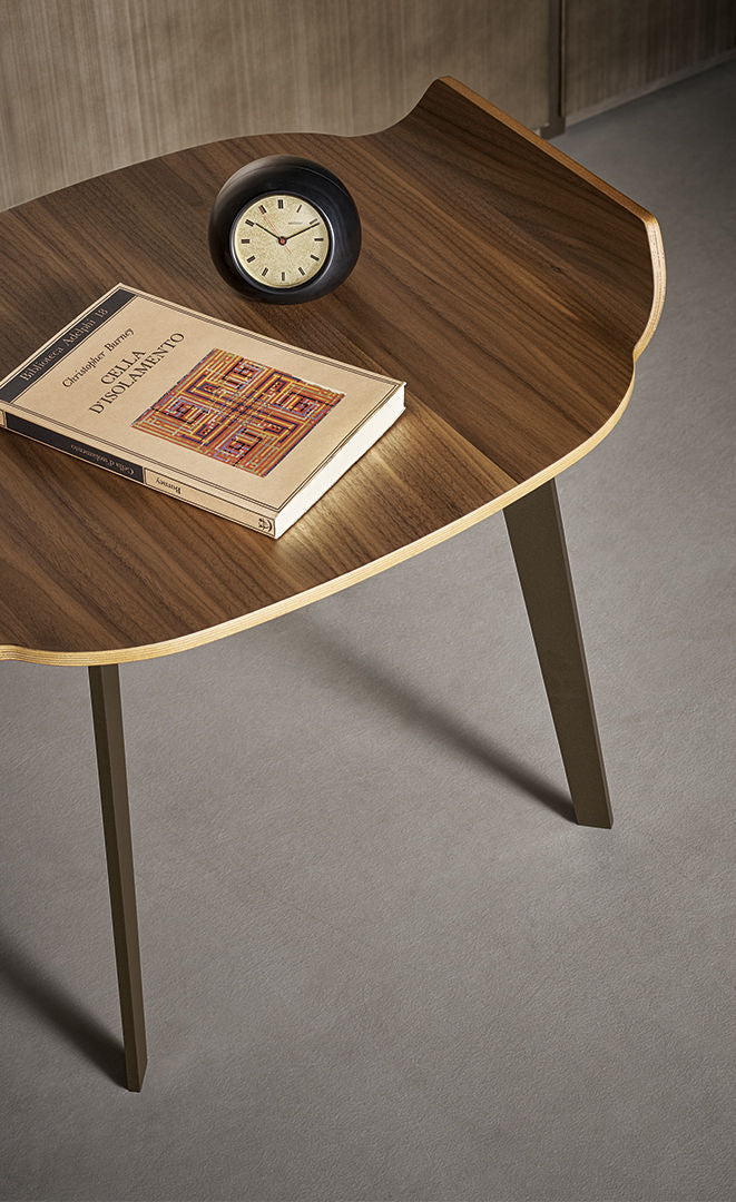 Olos Bedside Table in Canaletto Walnut with Mat Bronze Base