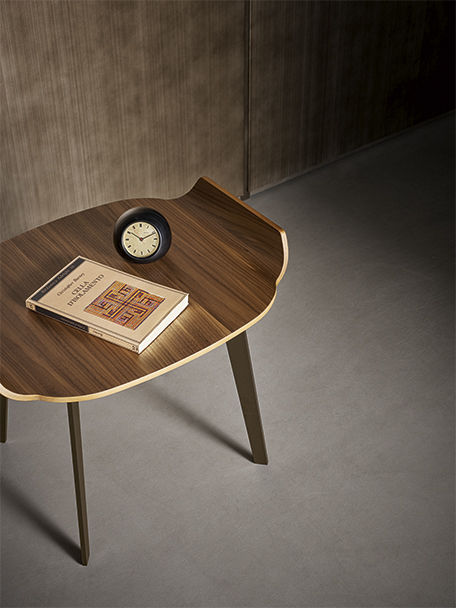 Olos Bedside Table in Canaletto Walnut with Mat Bronze Base