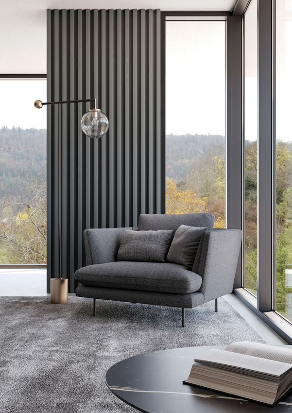 Divano angolare con Chaise Longue moderno Lars