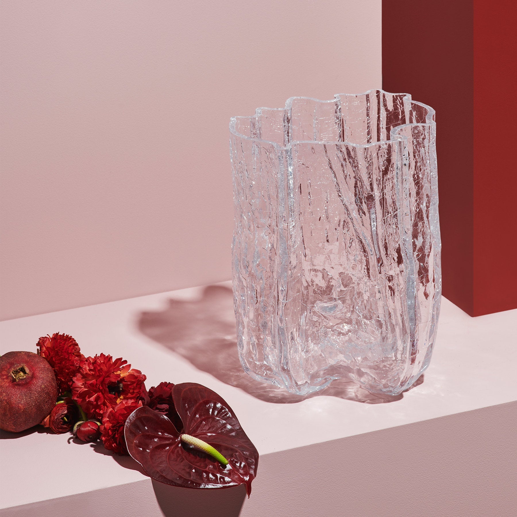 Crackle Vase Clear Tall