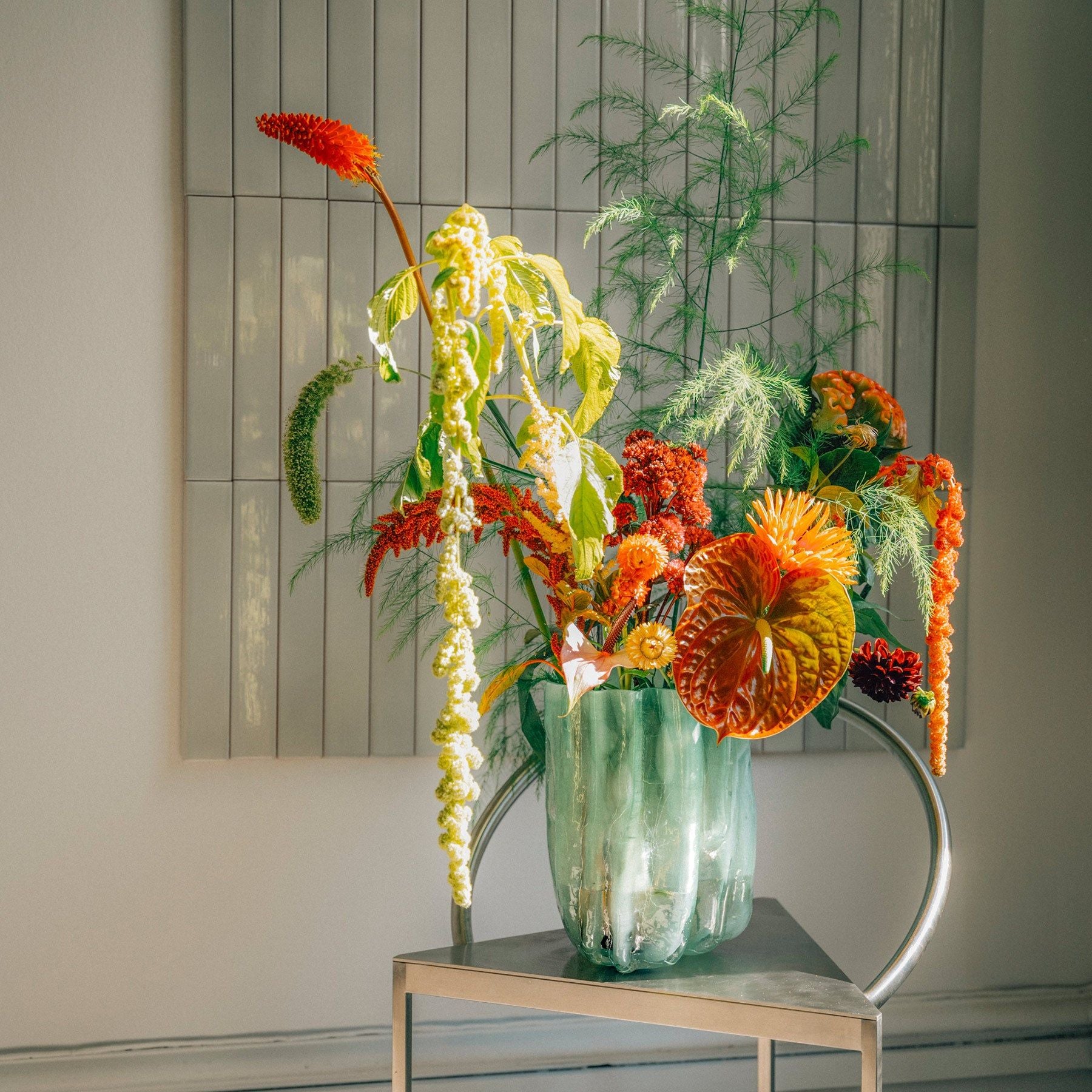 Crackle Vase Tall Jade Green