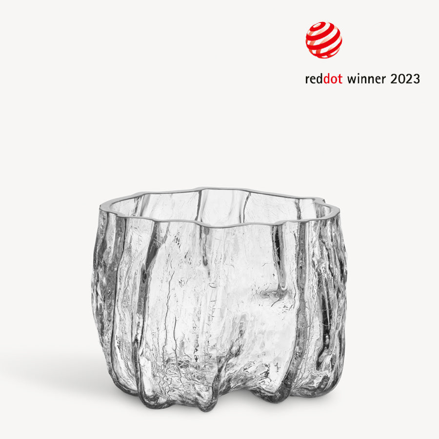 Crackle Clear Vase Low