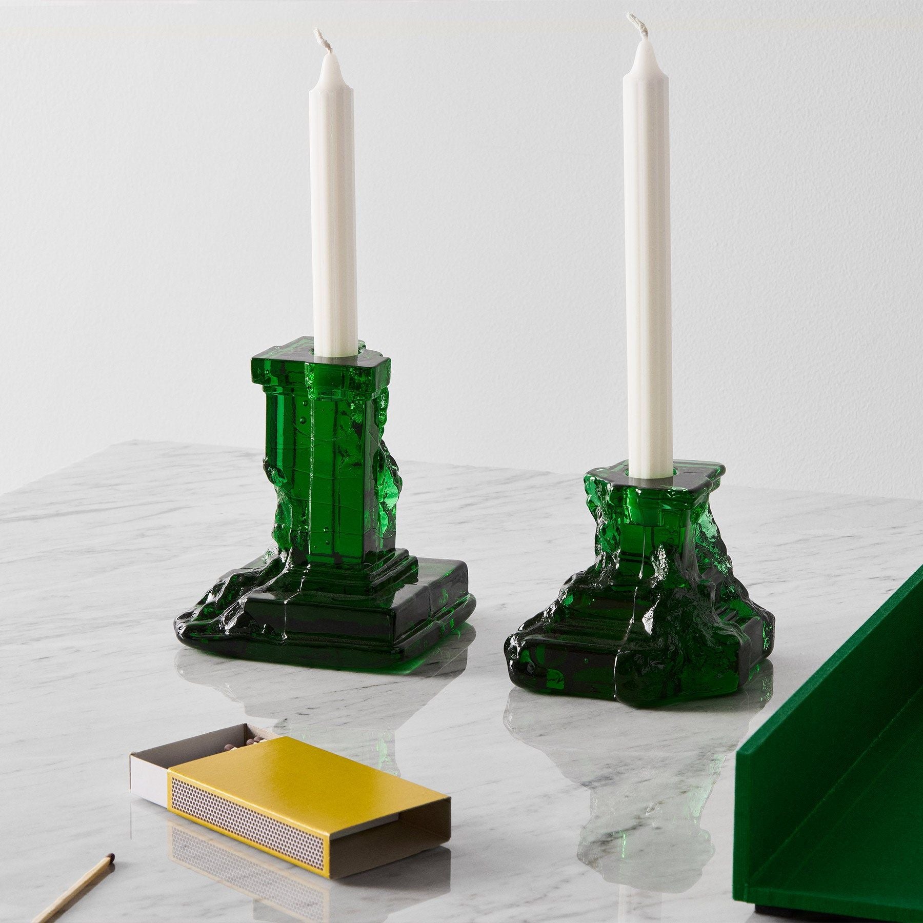 Rocky Baroque Candlestick Emerald Green Small