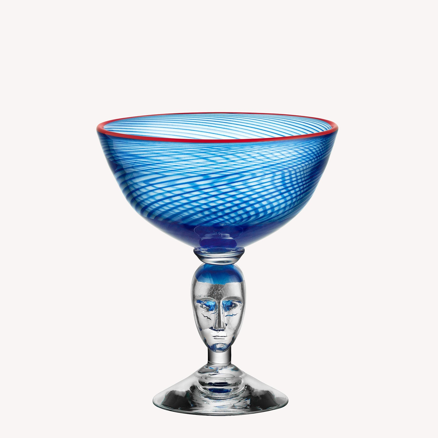 Red Rim Brains Footed Bowl (blue)
