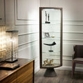 SABA Modern Swiveling Glass Showcase with Leather Frame by Cattelan Italia