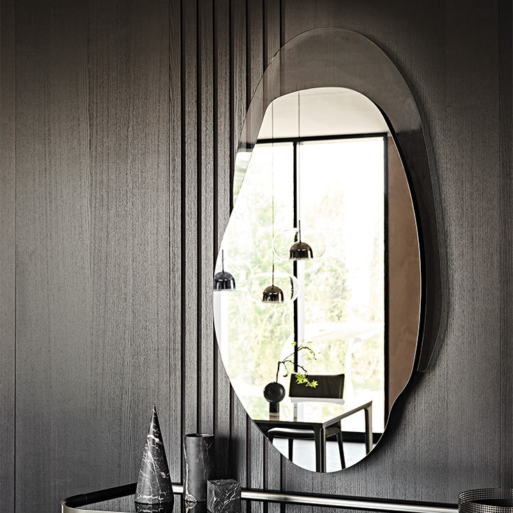Akumal Wall Mirror in Mirrored Fumé Glass with Fumé Glass Frame