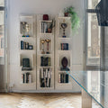 FIFTY Modular Wall Bookcase in Bronze or White Lacquered Embossed Wood