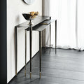 Etoile Pair of Console Tables in Two Heights with Brass Details