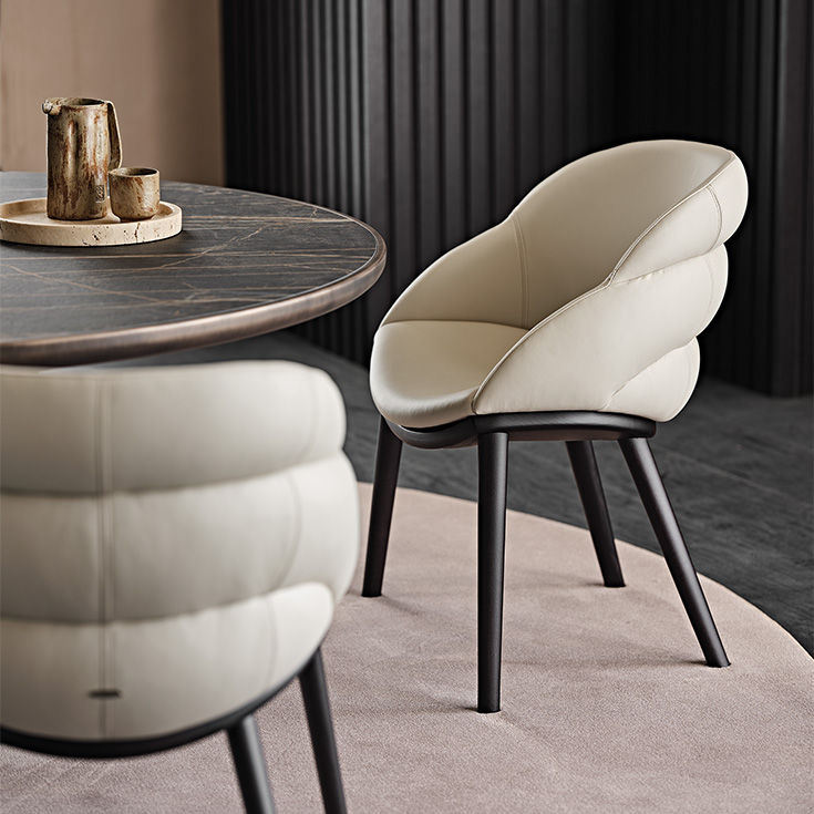 CAMILLA Chair with Wood Frame and Upholstered Seat