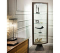 SABA Modern Swiveling Glass Showcase with Leather Frame by Cattelan Italia