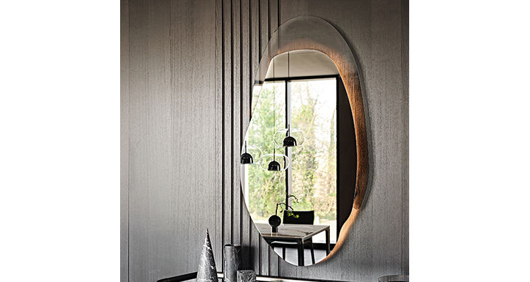 Akumal Wall Mirror in Mirrored Fumé Glass with Fumé Glass Frame