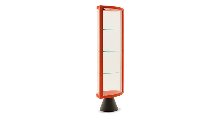SABA Modern Swiveling Glass Showcase with Leather Frame by Cattelan Italia