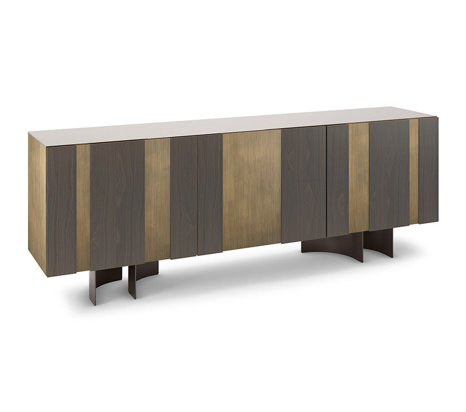 Cattelan Italia Amsterdam Wooden Sideboard Oxybrass Bronze Mirrored Glass