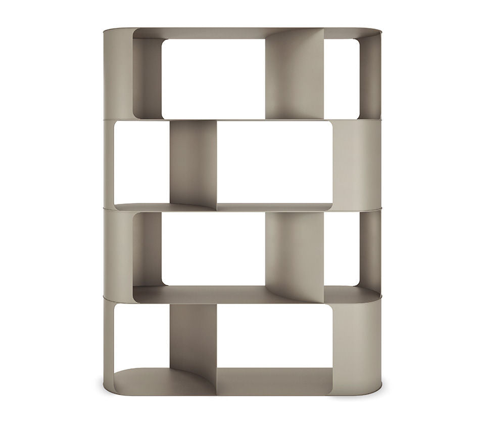 FULHAM Bookcase in Titanium, Bronze or Pearl Embossed Lacquered Steel