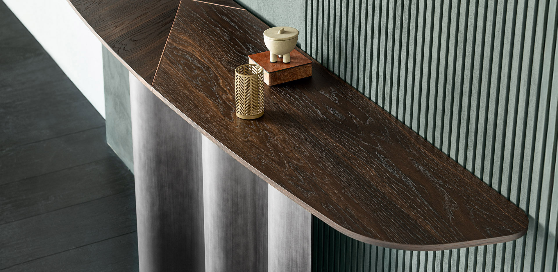 NETTUNO Wood Console by Cattelan Italia, Canaletto Walnut Top