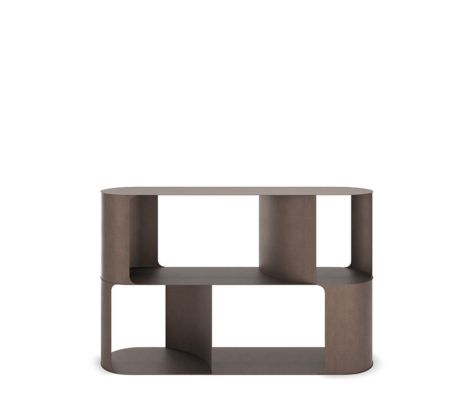 FULHAM Bookcase in Titanium, Bronze or Pearl Embossed Lacquered Steel