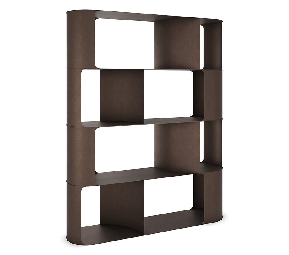 FULHAM Bookcase in Titanium, Bronze or Pearl Embossed Lacquered Steel