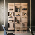 FIFTY Modular Wall Bookcase in Bronze or White Lacquered Embossed Wood