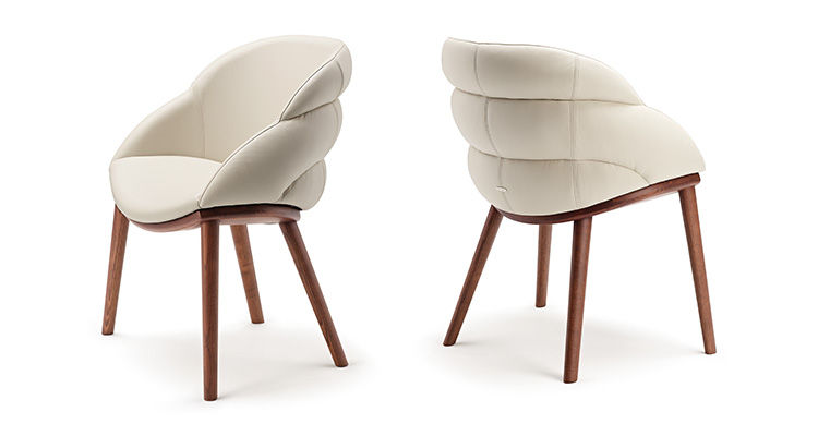 CAMILLA Chair with Wood Frame and Upholstered Seat