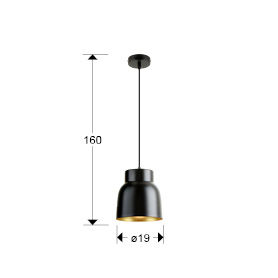 I3 - VULCANO - LAMP 1L - BLACK/GOLDEN
