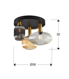 ·NORMA· CEILING LAMP 3L BLACK/BRASS