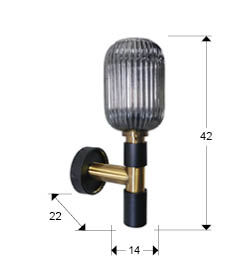 NORMA - WALL LAMP 1L BLACK-BRASS