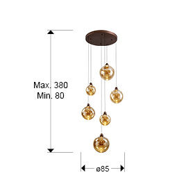 LLUNAS - LAMP 6L - COPPER/AMBER