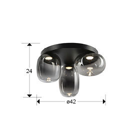 ONICE - CEILING LAMP 3L BLACK-SMOKE