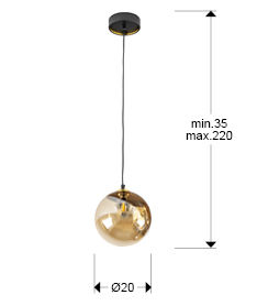 ·DARK· LAMP 1L 20D, BLACK-BRASS