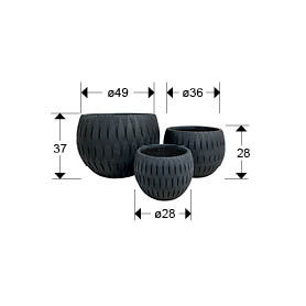 Yuca Set of 3 Black Planters Fiberglass Indoor Decorative