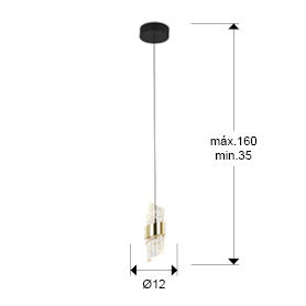 ILIADA - LAMP 1L BLACK-GOLD