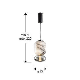 SCHULLER Bianca 1 Light Pendant Veined/Smoke 798860