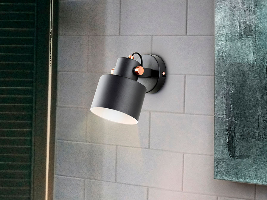 I3 - ERIKA - WALL LAMP 1L BLACK-COPPER