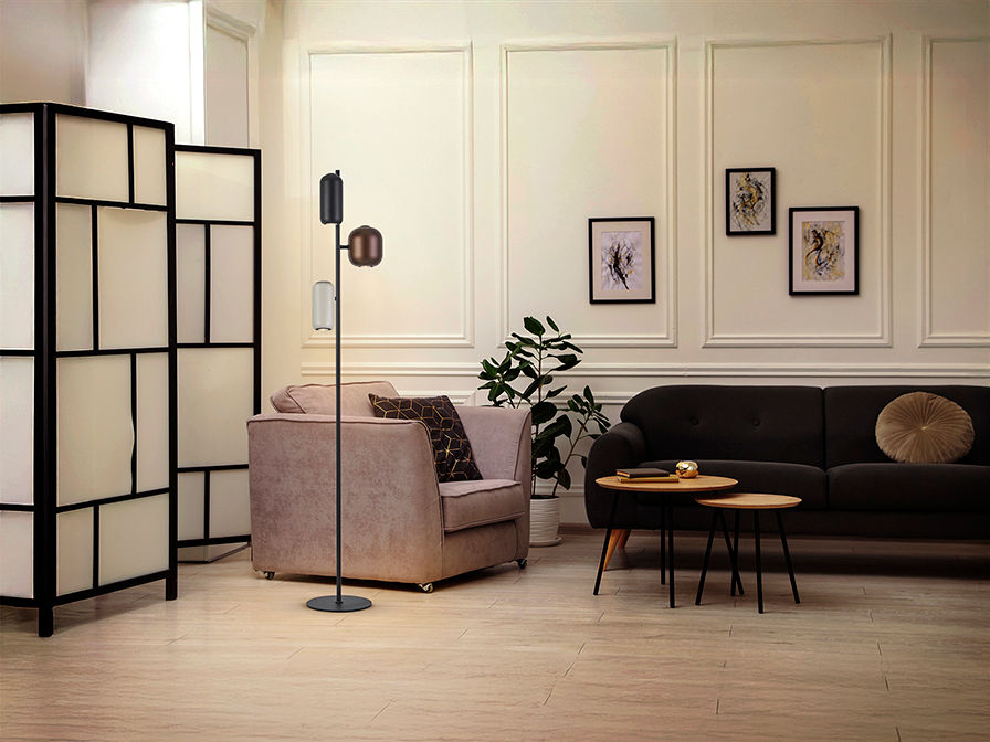 I3 - NIMES - FLOOR LAMP 3L. BLACK-COLOUR