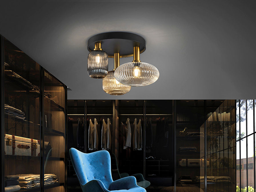 ·NORMA· CEILING LAMP 3L BLACK/BRASS