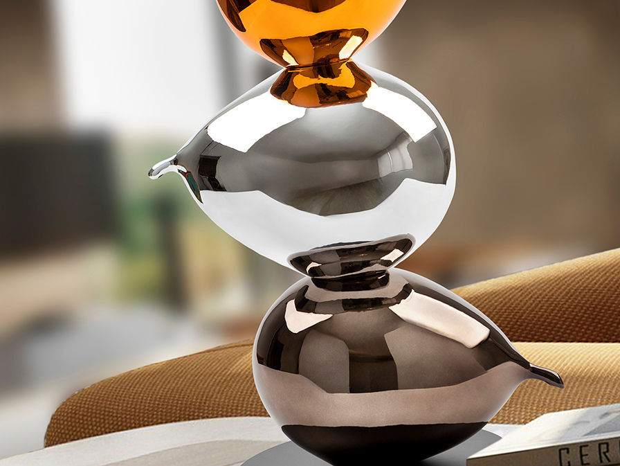 Globos Figurine - Orange, Silver and Lead Grey