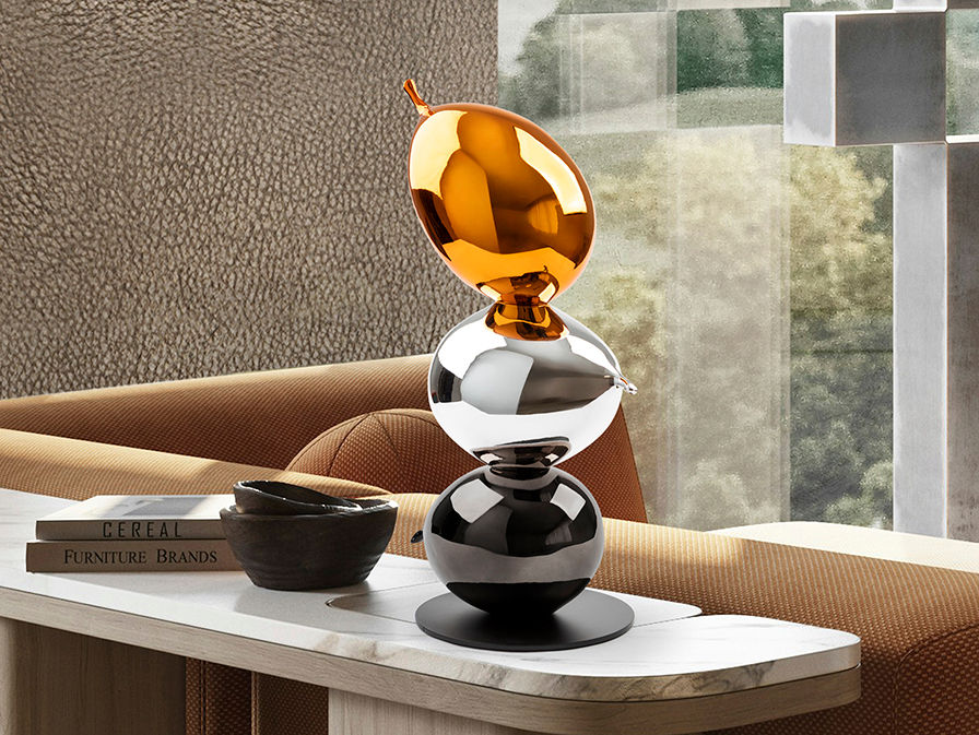 Globos Figurine - Orange, Silver and Lead Grey