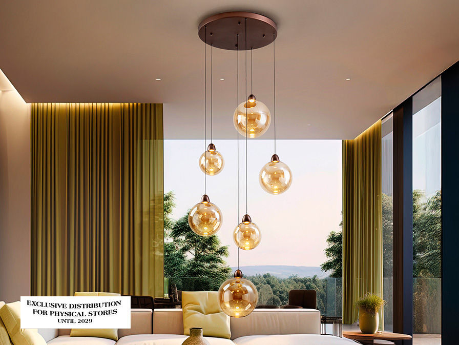 LLUNAS - LAMP 6L - COPPER/AMBER