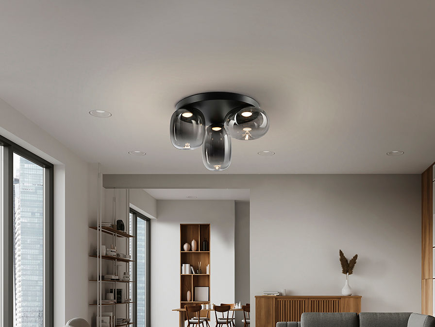 ONICE - CEILING LAMP 3L BLACK-SMOKE