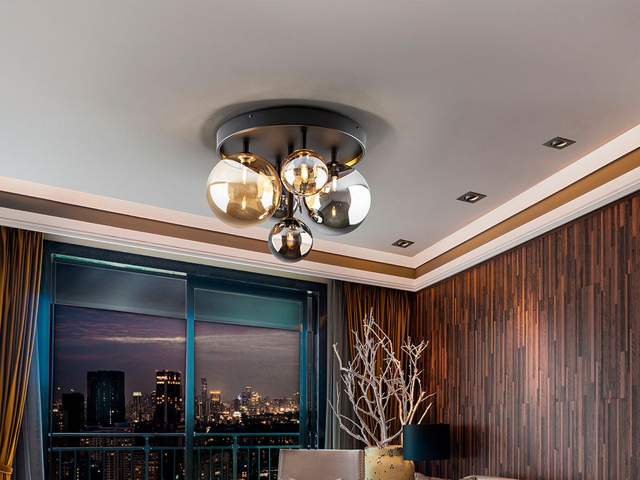 Dark Ceiling Lamp 5 Lights Black-Brass 439244