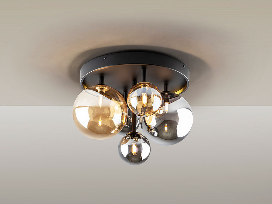 Dark Ceiling Lamp 5 Lights Black-Brass 439244