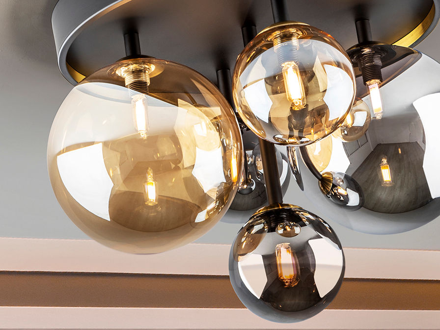 Dark Ceiling Lamp 5 Lights Black-Brass 439244