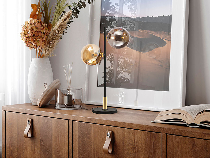 DARK - BLACK-BRASS TABLE LAMP 2L