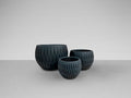 YUCA- SET 3 PLANTERS-BLACK