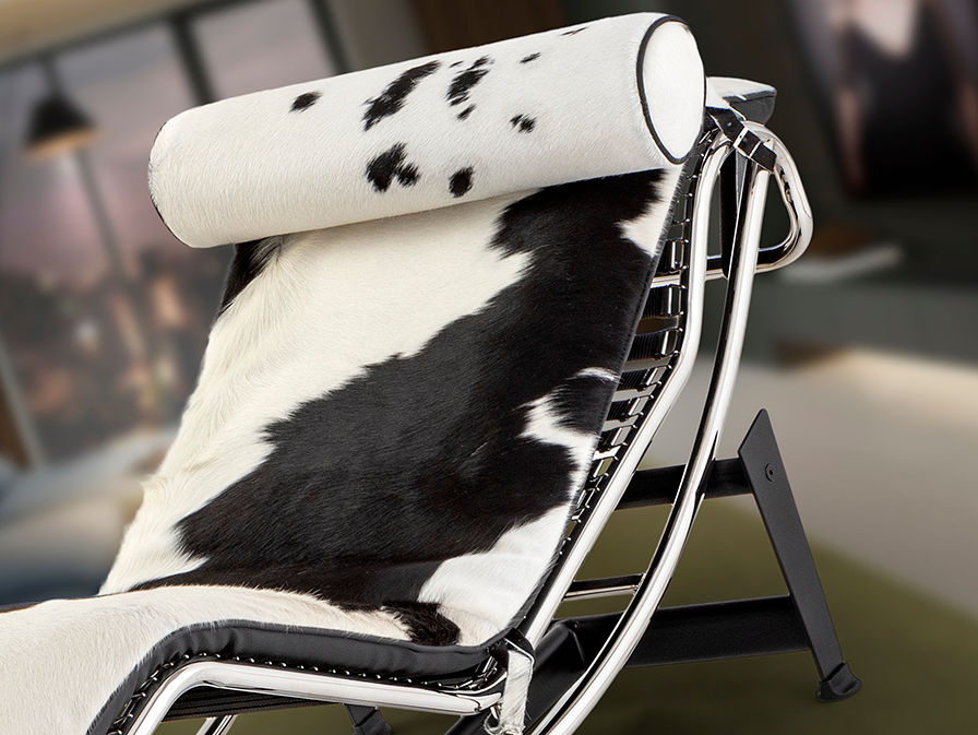 LECO - CHAISE LONGUE COWHIDE WHITE/BLAC