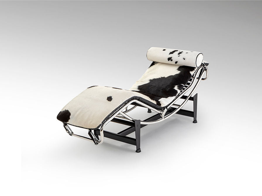 LECO - CHAISE LONGUE COWHIDE WHITE/BLAC