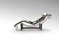 LECO - CHAISE LONGUE COWHIDE WHITE/BLAC