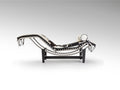 LECO - CHAISE LONGUE COWHIDE WHITE/BLAC