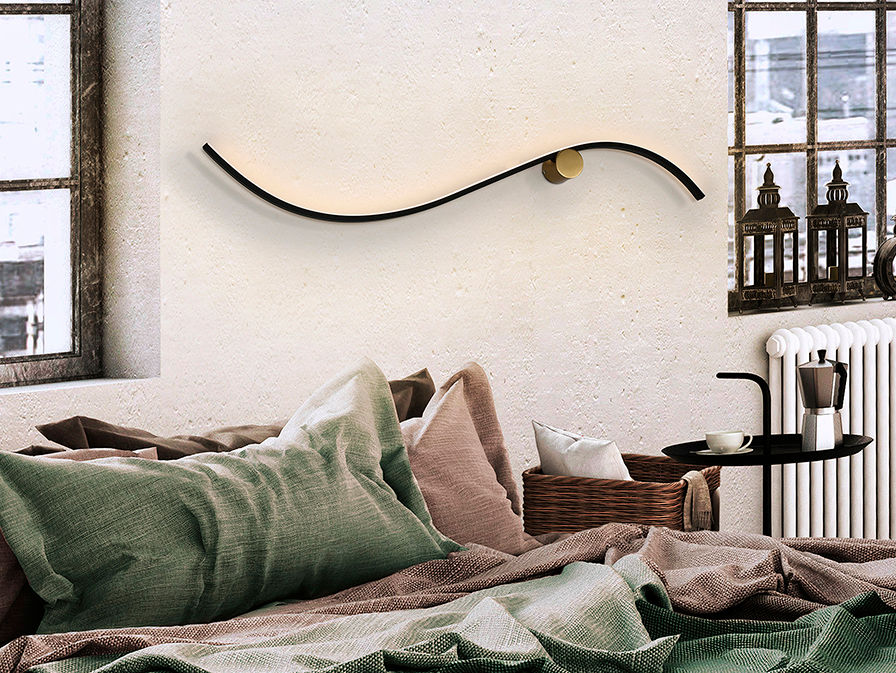 SILOE - BLACK-GOLD WALL LAMP