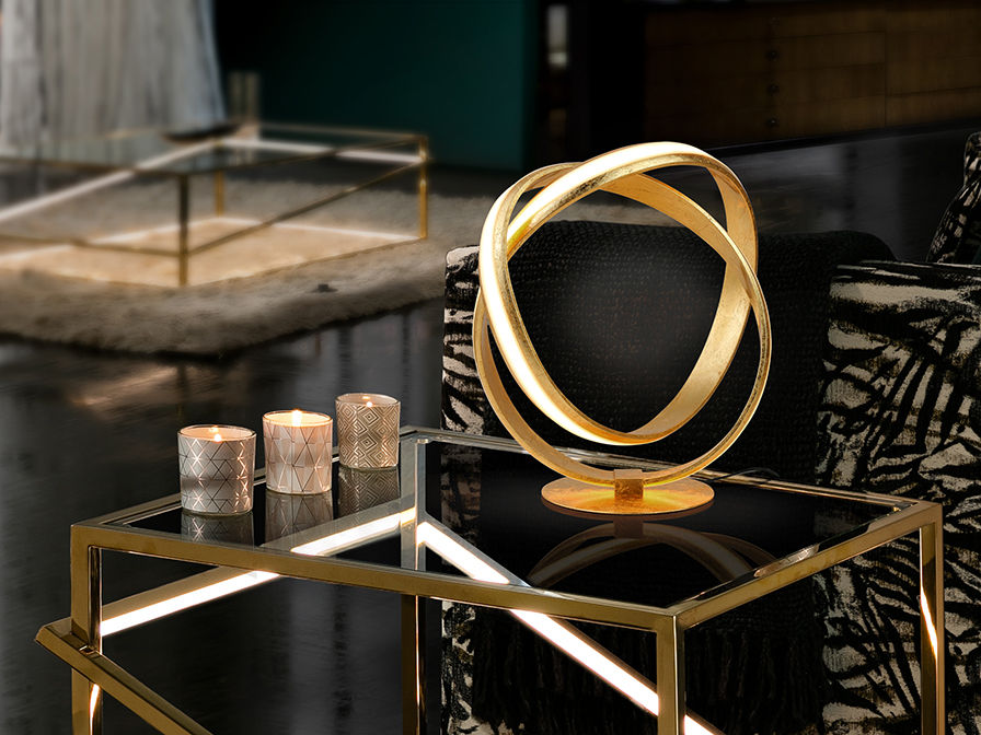 ·LAZAS· TABLE LAMP, GOLD LEAVES Ø30